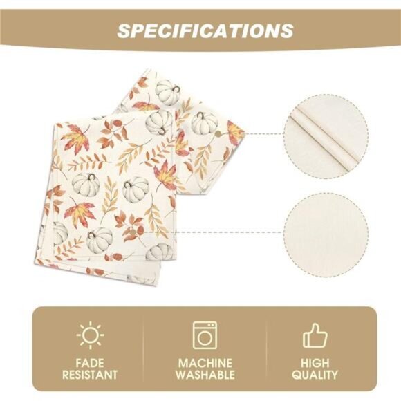 Orange‎ Pumpkins Fall Maple Leaves Table Autumn Kitchen Dining Decor 13x72 Inch - Picture 5 of 6